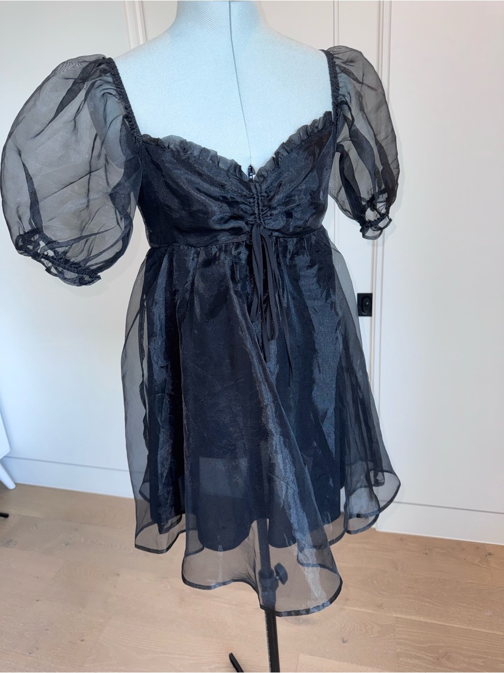 Sheer Black Puff Sleeve Mini